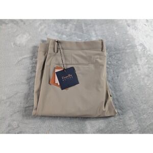 Zanella Active Noah Pants Mens 42 Beige Stretch Dress Italy Made Unhemmed READ
